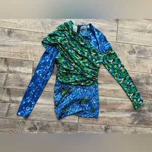 Zara blue and green floral long sleeved shirt. Medium.